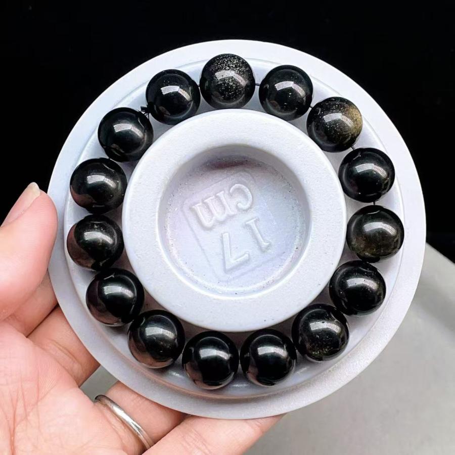 PROME 天然石・高品質・ゴールデンオブシディアン・メキシコ産・14mm 