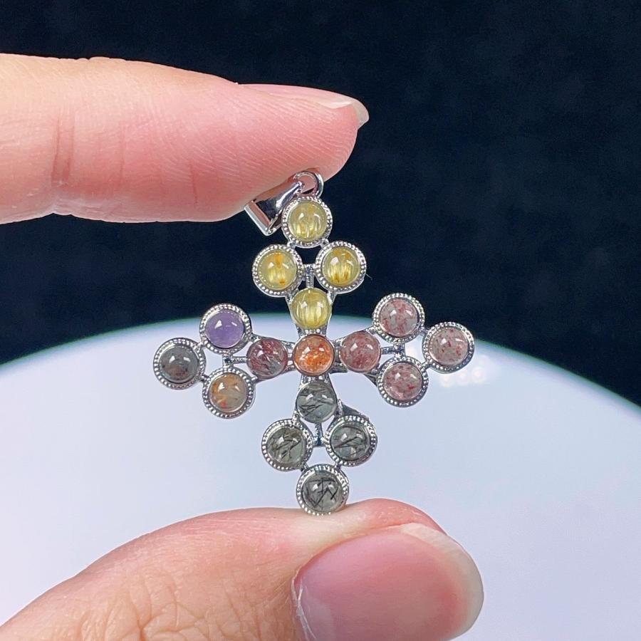 PROME 天然石 オーラライト23 白銅 パーツ 手芸 ペンダントトップ NO