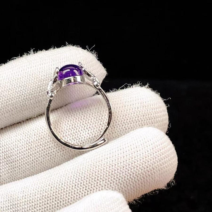 PROME 天然石 特別仕様品・アメジスト・白銅指輪・フリーサイズ・P7244
