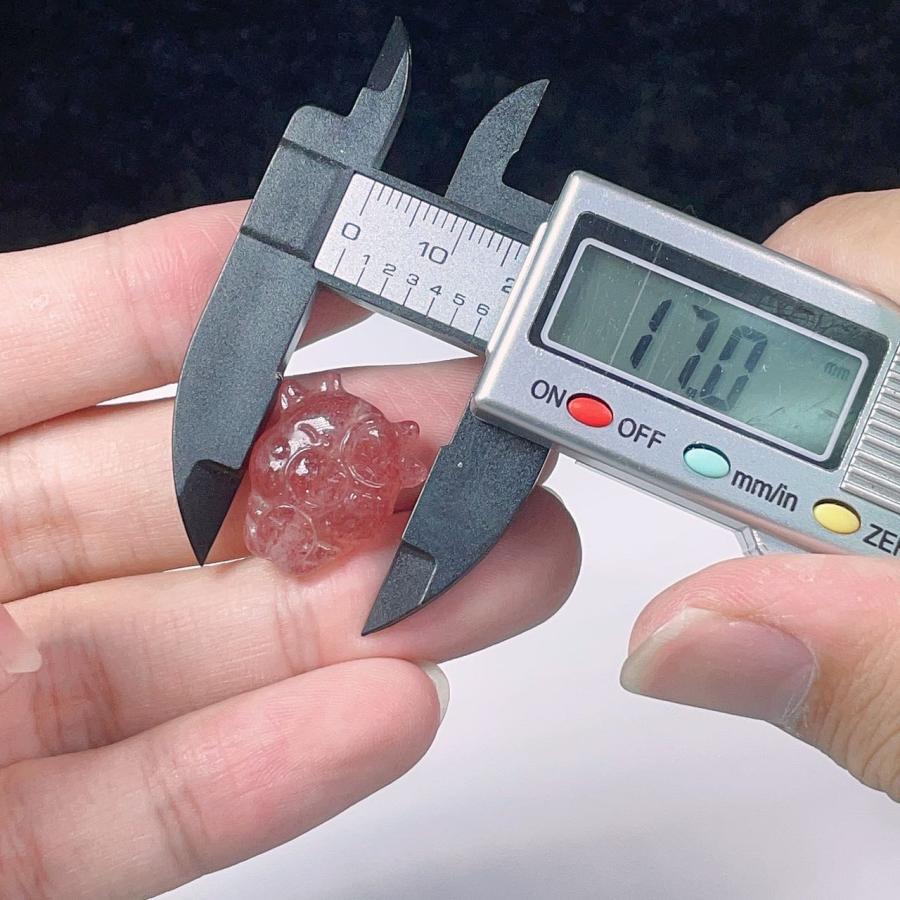 PROME 天然石 ストロベリークォーツ 牛 竪穴 貫通孔穴 パーツ 手芸 NO