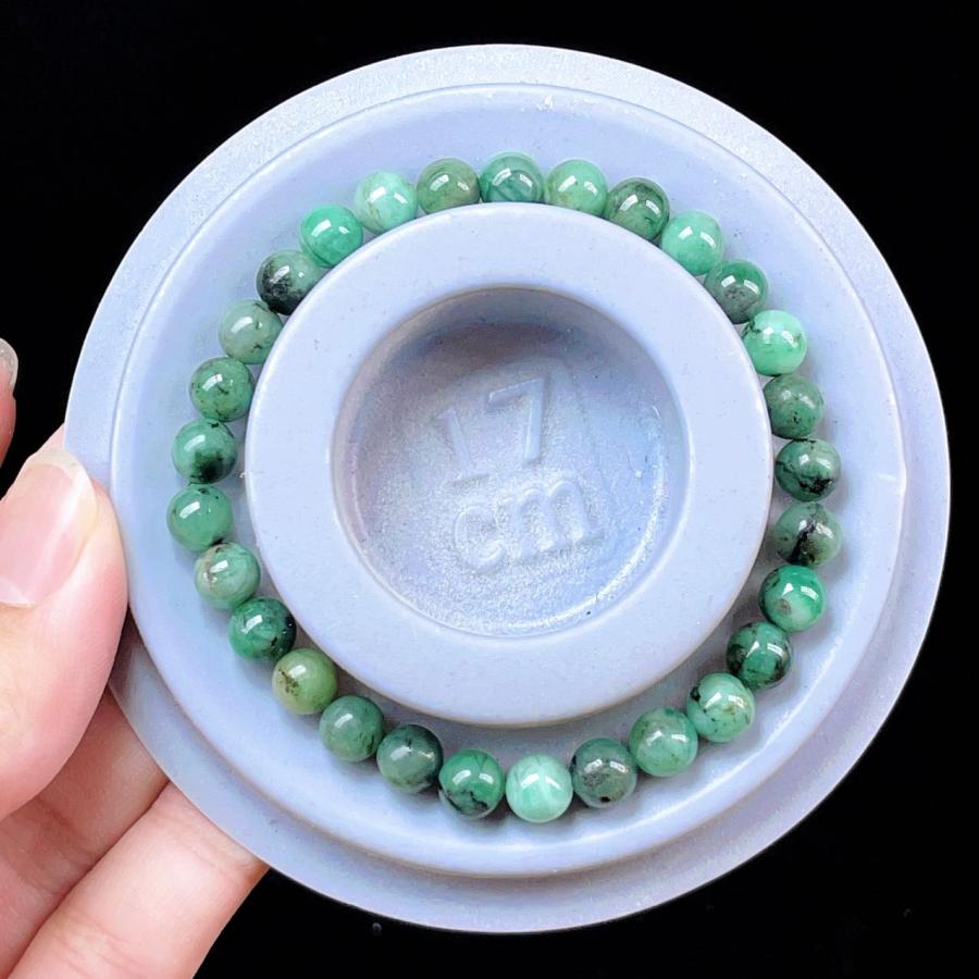 PROME 天然石 一点物 エメラルド（鑑別書付き）ブレスレット NO