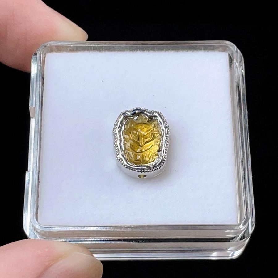 PROME 天然石 一点物 トルマリン・タンザニア産・白銅・九尾狐・彫刻品 