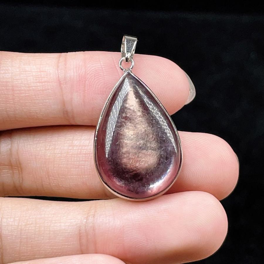 PROME 天然石 一点物 パープルマイカ・白銅・ペンダントトップ NO