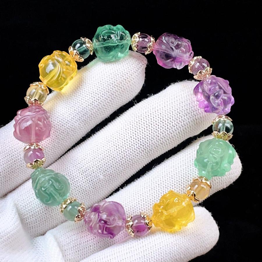 PROME 天然石 一点物 特別仕様品・バイカラーフローライト・龍亀型 