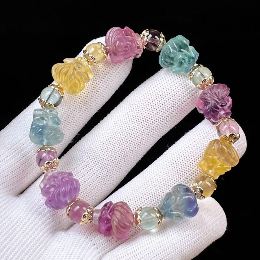 PROME 天然石 一点物 特別仕様品・バイカラーフローライト・九尾狐・A