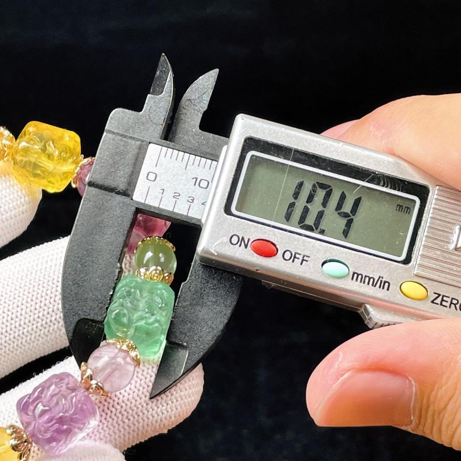 PROME 天然石 一点物 特別仕様品・バイカラーフローライト・鳳凰と牡丹 