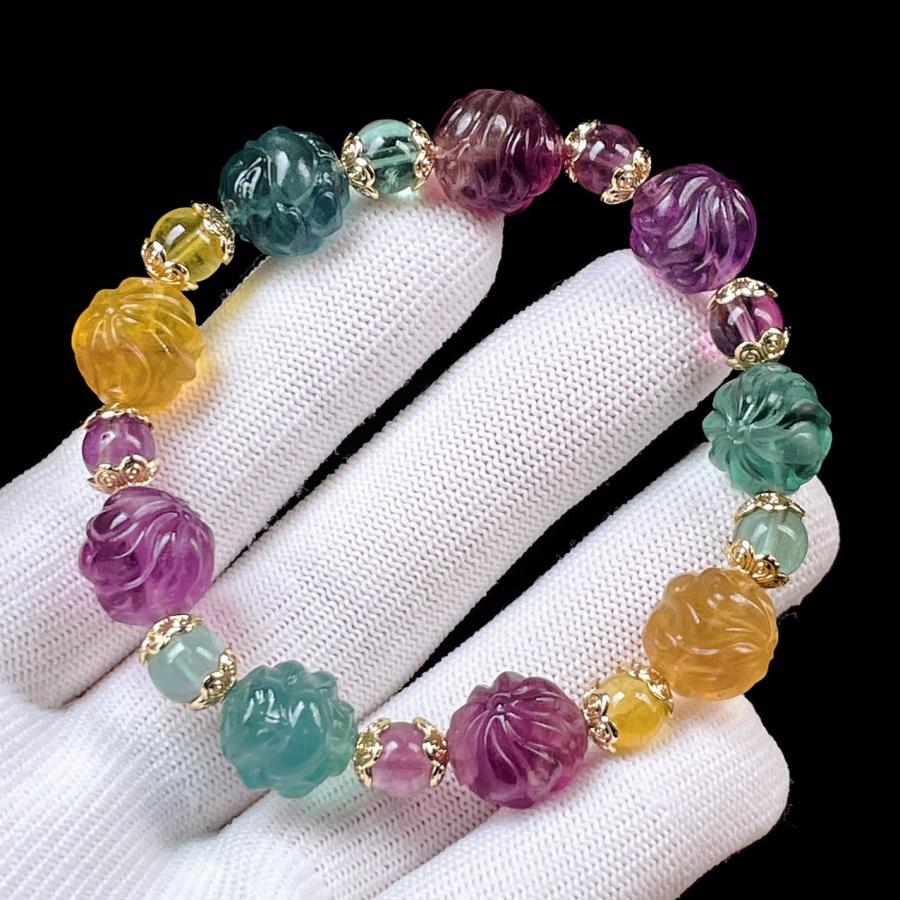 PROME 天然石 一点物 特別仕様品・バイカラーフローライト・九尾狐・B  