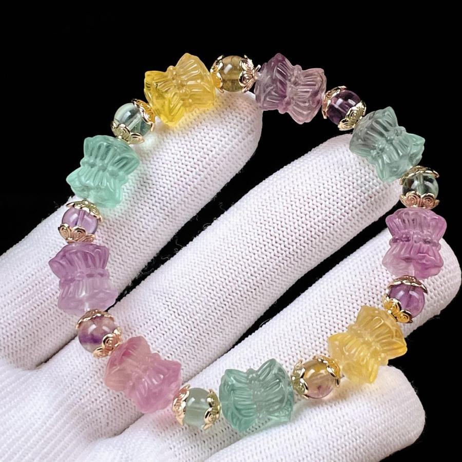 PROME 天然石 一点物 特別仕様品・バイカラーフローライト・双頭蓮 