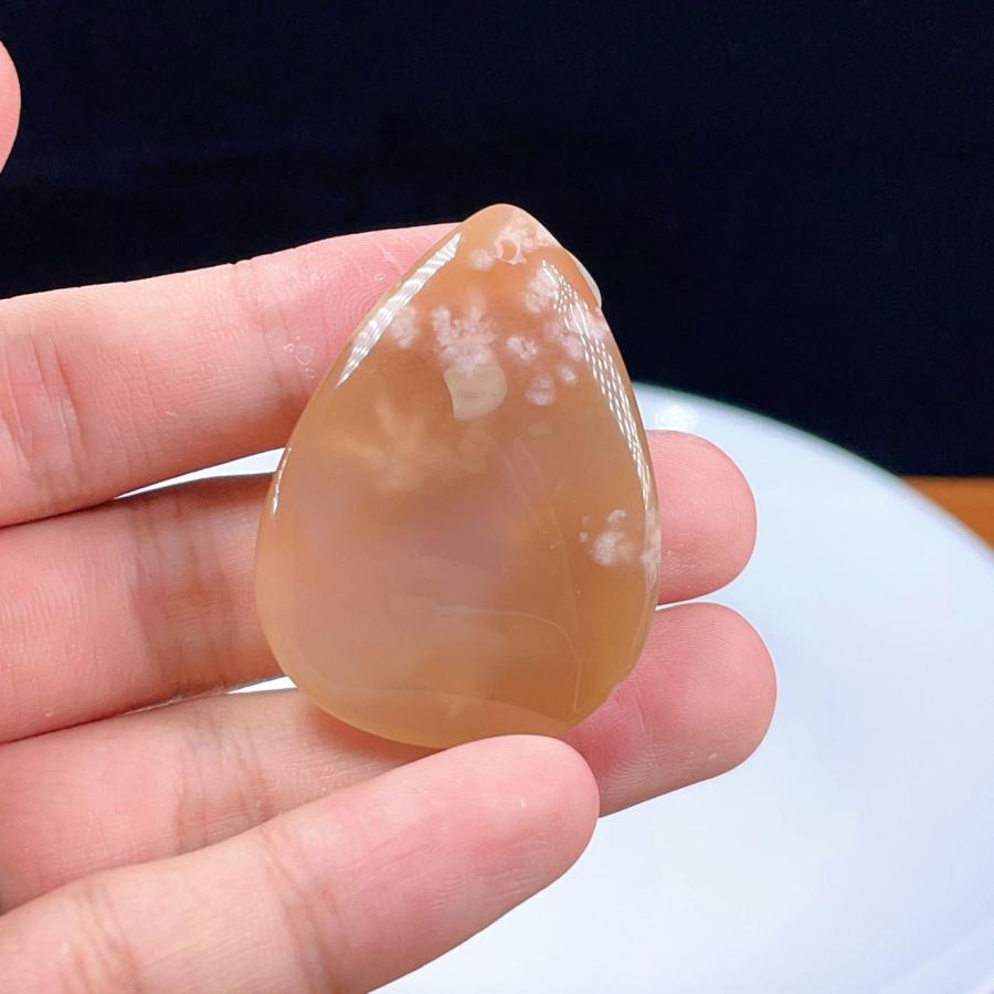 PROME 天然石 一点物 チェリーブロッサムアゲート 桜瑪瑙 ネックレスの
