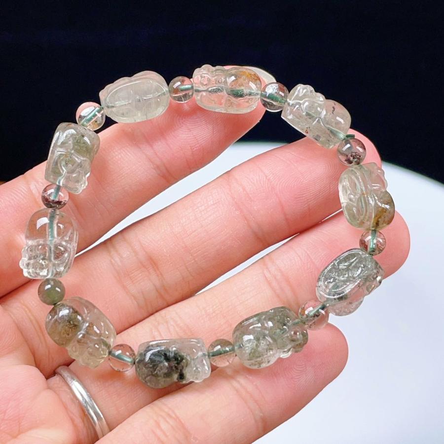 PROME 天然石 一点物 ガーデンクオーツ （貔貅彫刻） ブレスレット NO 