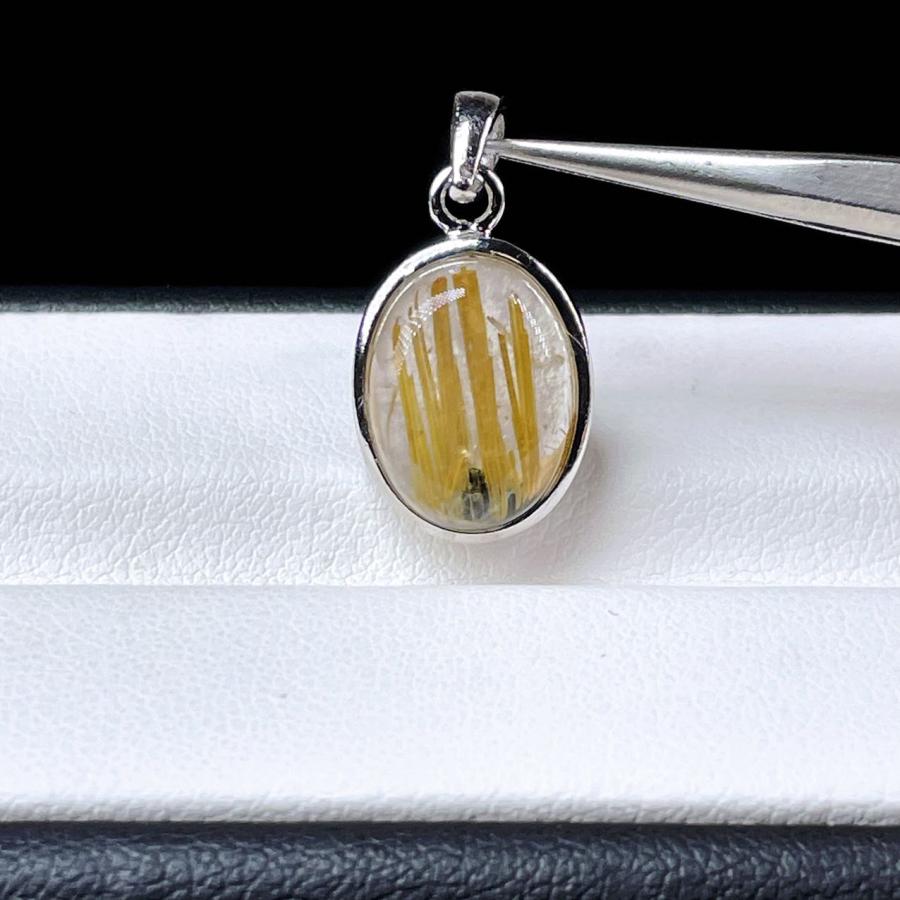 【極上品】ゴールドルチル　ペンダントトップ　S925 太陽放射ルチル PROME 天然石 一点物・特別仕様品・太陽放射ルチル・ゴールドルチル