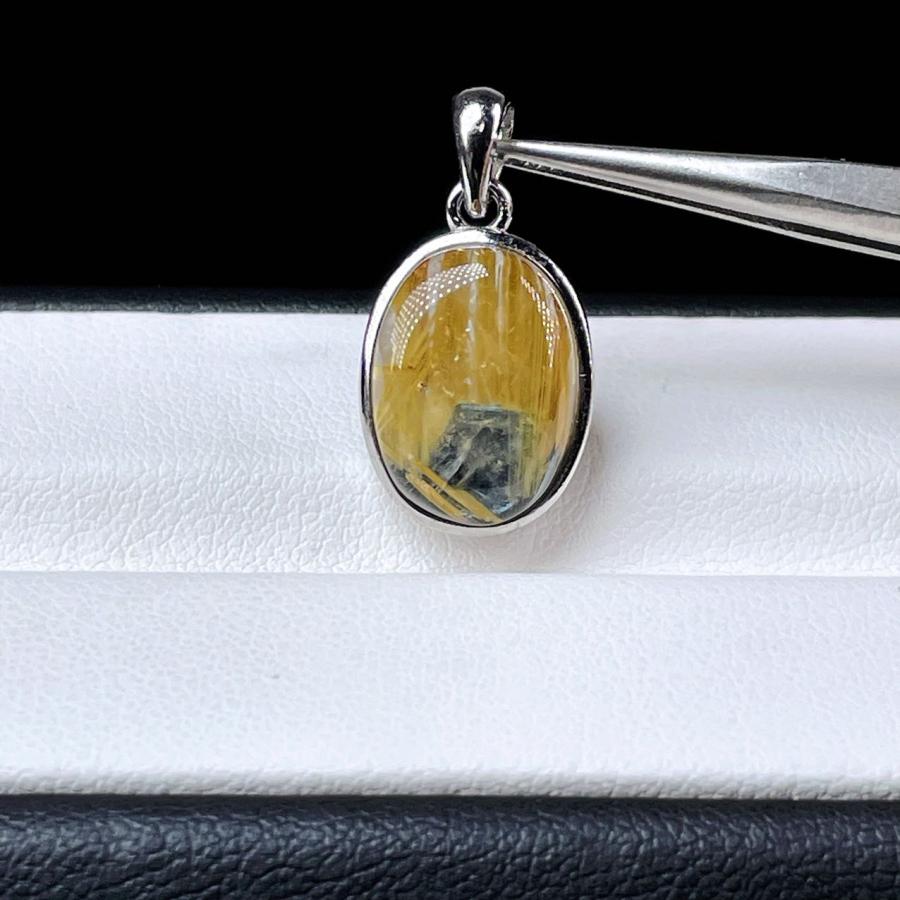 【極上品】ゴールドルチル　ペンダントトップ　S925 太陽放射ルチル PROME 天然石 一点物・特別仕様品・太陽放射ルチル・ゴールドルチル