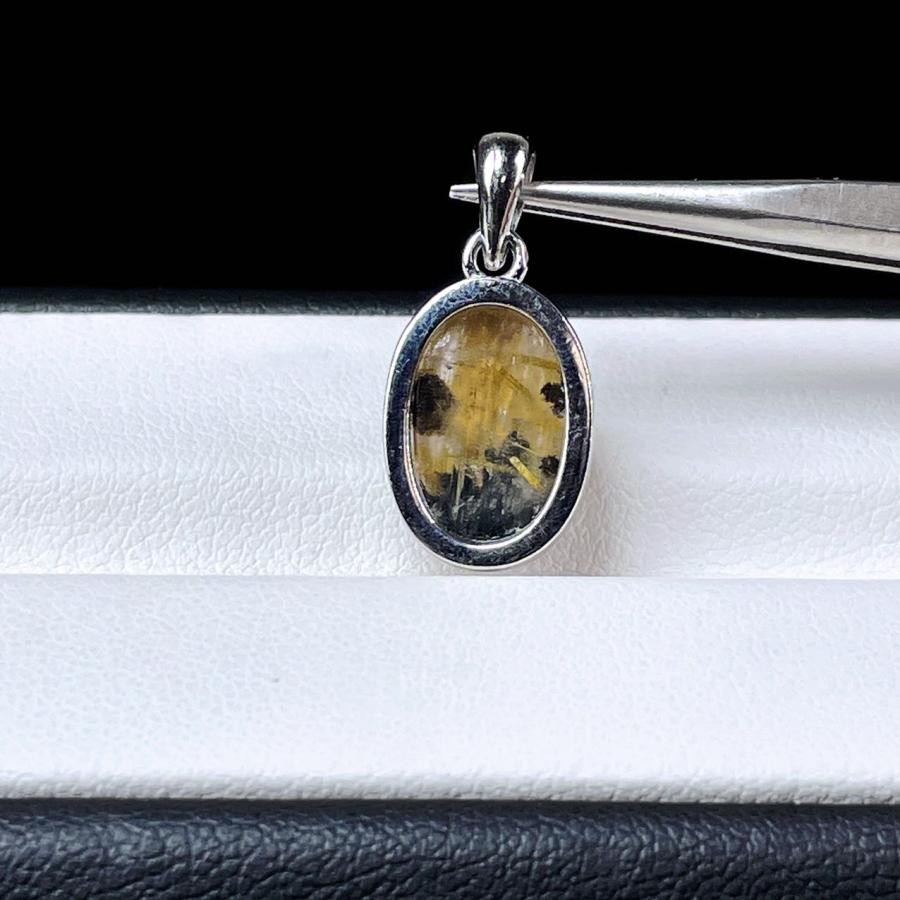 【極上品】ゴールドルチル　ペンダントトップ　S925 太陽放射ルチル PROME 天然石 一点物・特別仕様品・太陽放射ルチル・ゴールド