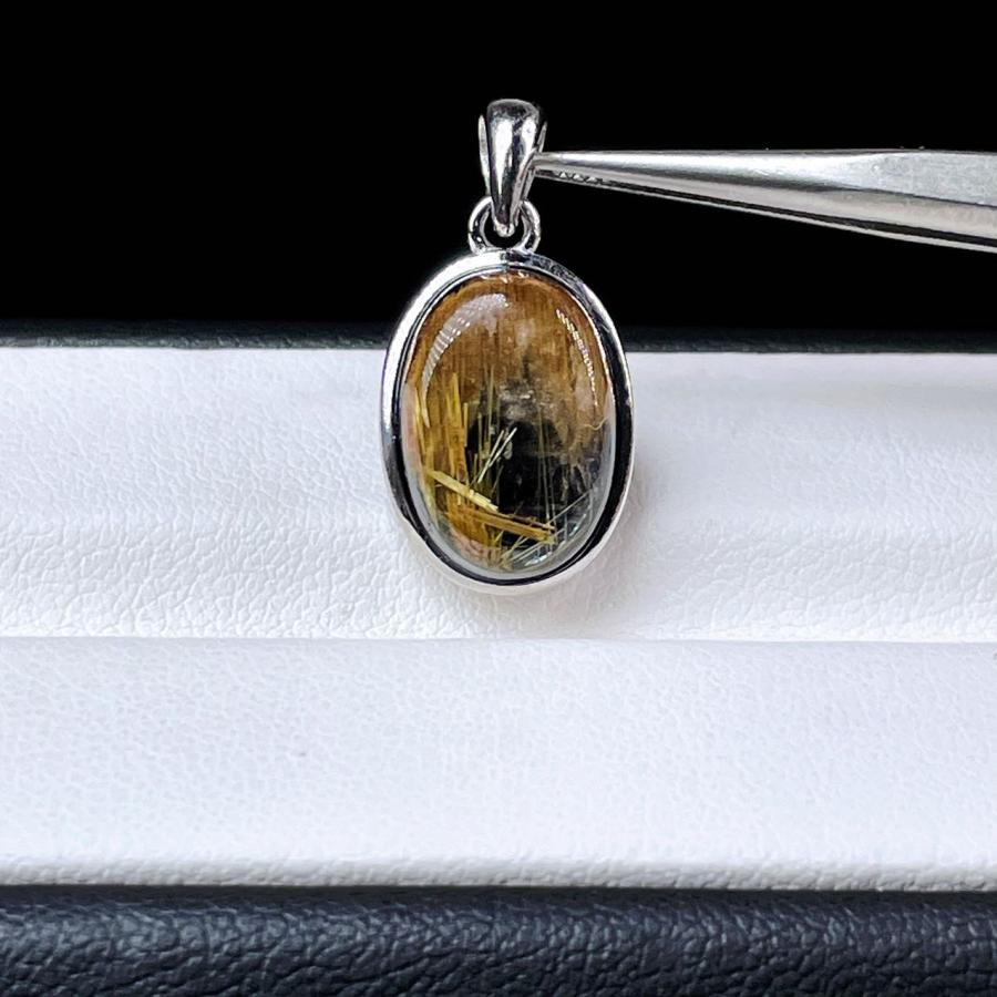 【極上品】ゴールドルチル　ペンダントトップ　S925 太陽放射ルチル PROME 天然石 一点物・特別仕様品・太陽放射ルチル・ゴールドルチル