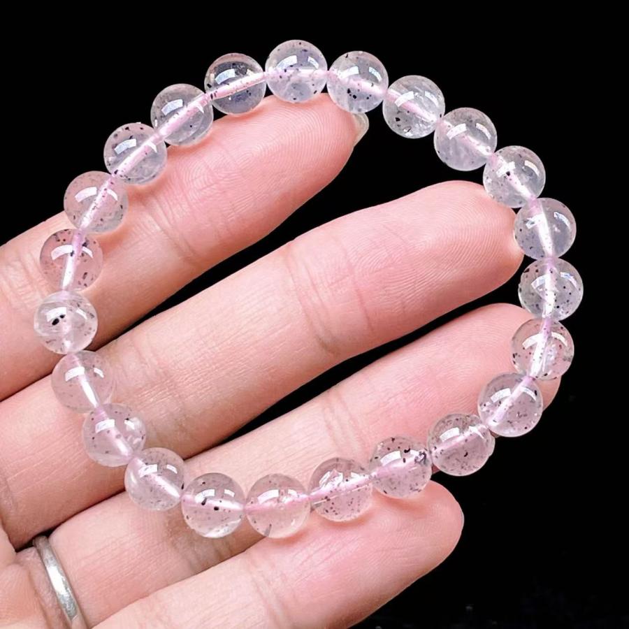 PROME 天然石・一点物・マイカインローズクォーツ・バイオタイトイン