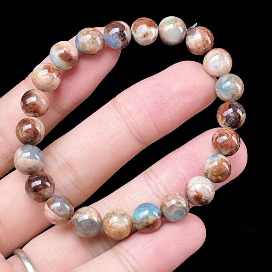 【一点物】エメラルドタイガーアイ　カラフル天然石ブレスレット／アクアマリン他 一点物】エメラルドタイガーアイ カラフル天然石ブレスレット／アクア