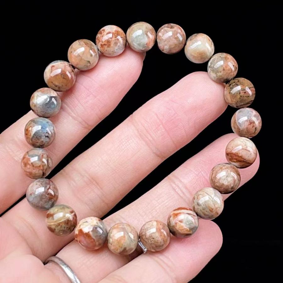 天然石 高品質 希少共生 ヘマタイトイン アクアマリン ブレスレット