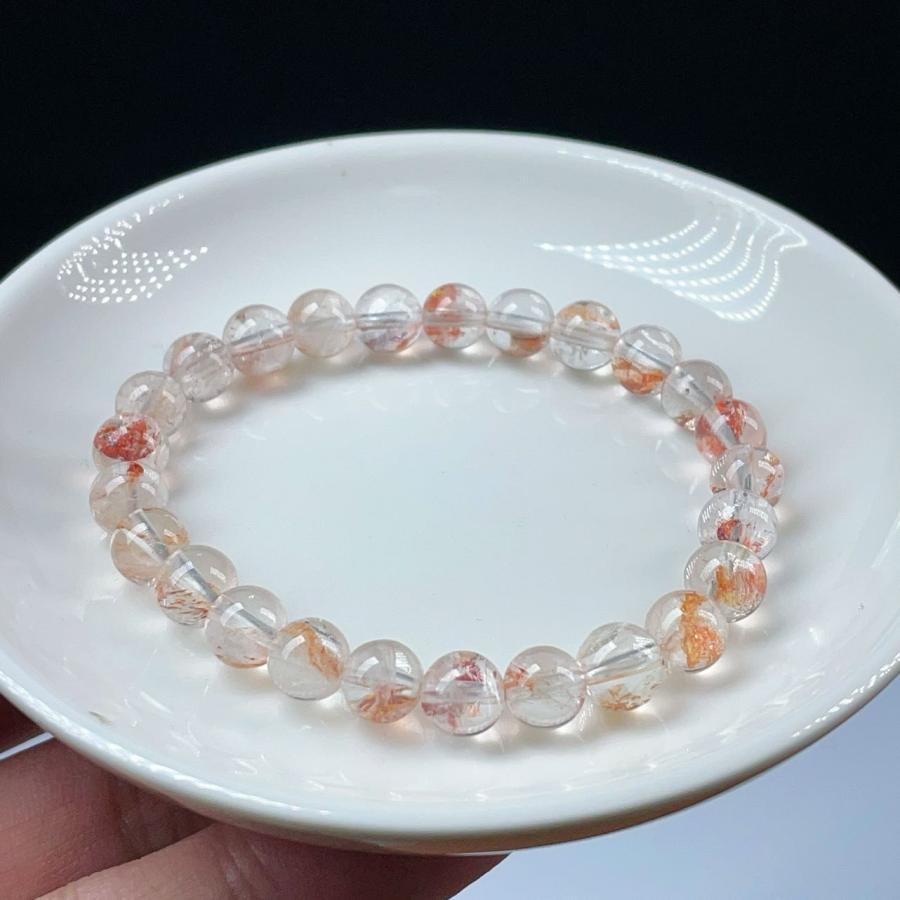 PROME 天然石 一点物 パイライトインオーロラクォーツ ブレスレット NO