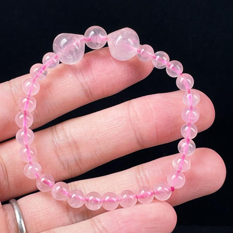 PROME 天然石 一点物 ローズクォーツ ブレスレット NO.V7380 : 天然石