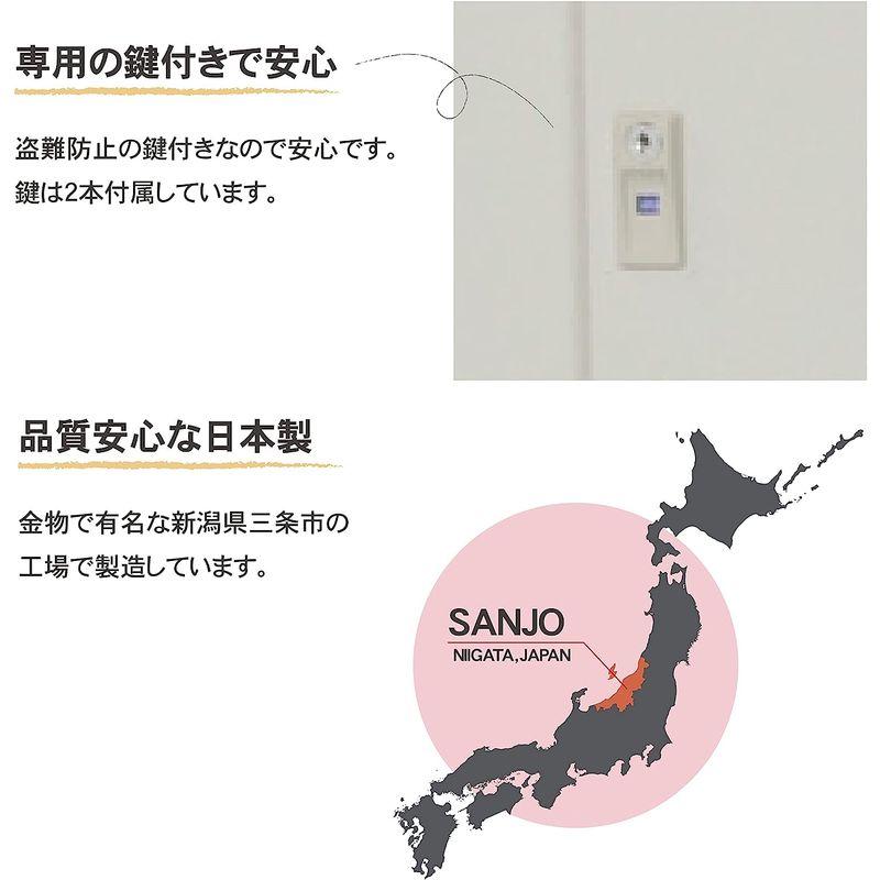 グリーンライフ　物置　収納庫　サビに強い　小型日本製棚板1枚・鍵付き(幅89×奥行47×高さ92cm)ライトグレー　屋外　調整可能な可動棚