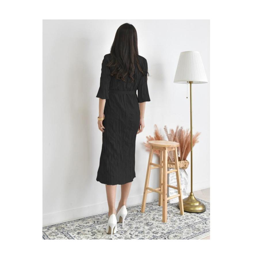 ワンピース レディース リンクルプリーツ 五部袖ワンピース ウエストリボンセット 七分袖 大人可愛い カジュアル 無地 お呼ばれ 2381 Cr Fu ジーナ ジュエリー 通販 Yahoo ショッピング