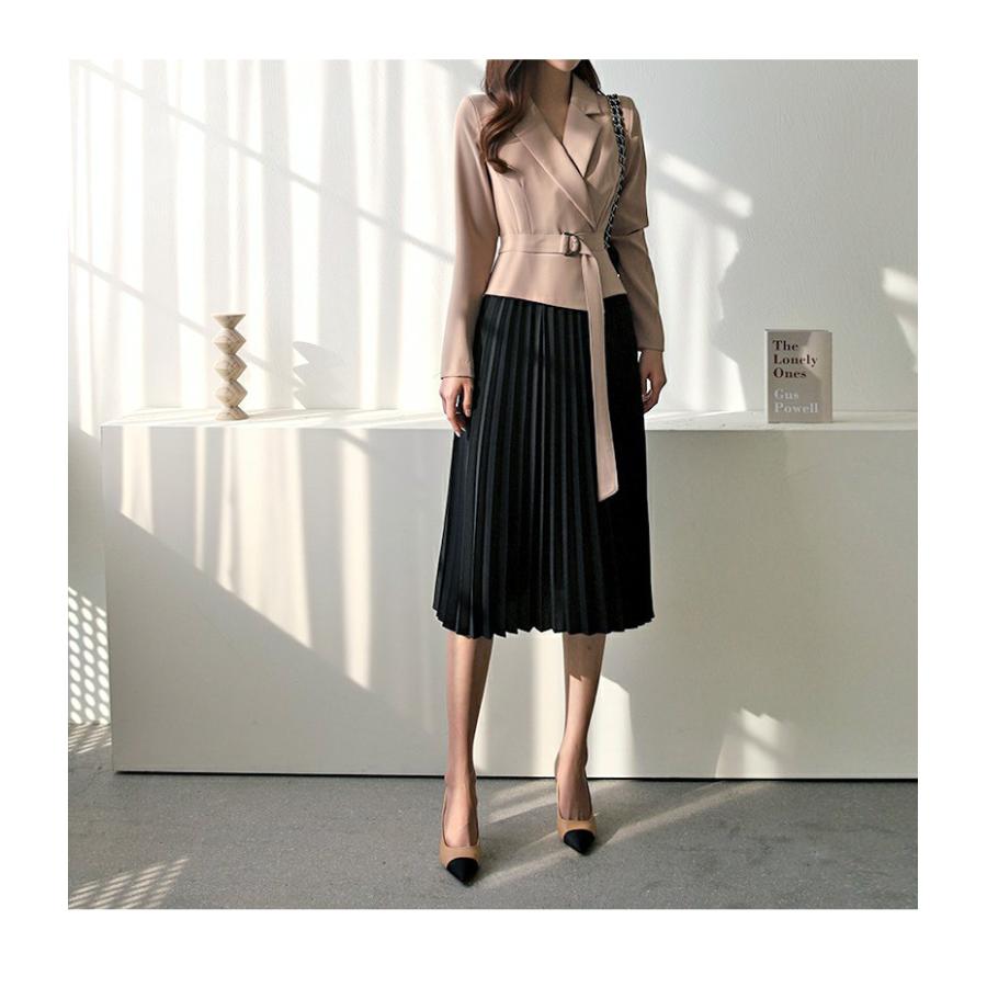 ワンピース レディース テーラード プリーツ ドッキングワンピース Gina 送料無料 一部予約 着回し 30代 40代 長袖 フレア エレガント 3228 I Hi ジーナ ジュエリー 通販 Yahoo ショッピング