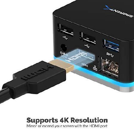 SABRENT 5ポート USB Type C ミニ連続ドッキングステーション、30HZで最大3840x2160をサポート(DS-CMND)
