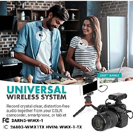 Movo WMX-1-DUO 2.4GHz Dual Wireless Lavalier Microphone System Compatible with DSLR Cameras, Camcorders, iPhone, Android Smartphones, and Tablets (200