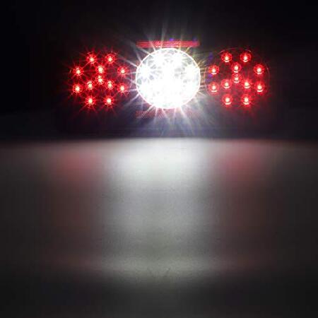 安いオーダー Partsam Rectangular Triple LED Trailer Tail Light Red RV Camper Motorhome Stop Turn Tail Backup Reverse Lights Vertical and Horizontal Mount