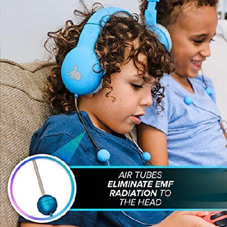 DefenderShield EMF-Free Over-Ear Kids Headphones Universal Air Tube Wired Crystal Clear Stereo Headset with Microphone ＆ Volume Control Works wit