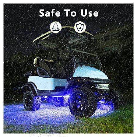 高く 10L0L Golf Cart Underglow LED Light Strip Kit， 22 Modes Glow Neon Underbody Lighting with Wireless Remote Control， Sound Active， Water Resistant Flexi