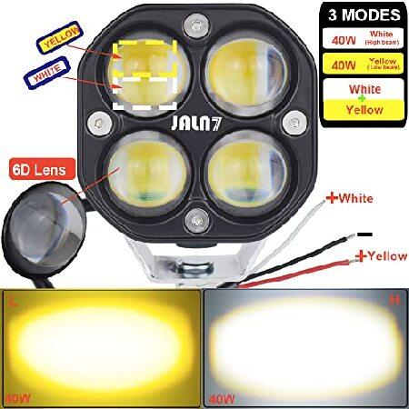 おトク情報がいっぱい！ JALN7 Led Light Pods LED Driving Fog Lights Amber Yellow White Headlight 2pcs 80W 3Inch Offroad Dual Color Auxiliary Light with Wiring Harness 12V DC