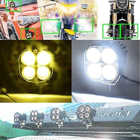 おトク情報がいっぱい！ JALN7 Led Light Pods LED Driving Fog Lights Amber Yellow White Headlight 2pcs 80W 3Inch Offroad Dual Color Auxiliary Light with Wiring Harness 12V DC