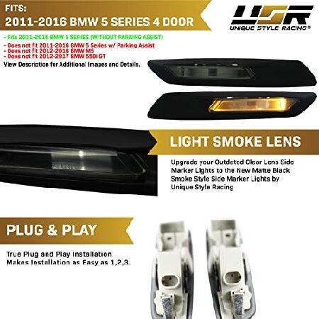 安いセール USR マット ブラック トリム スモークレンズ アンバー LED フェンダー サイドマーカー ランプ 2011-2016 5シリーズ F10 パークアシストモデル(2014-2016 LCIモデ