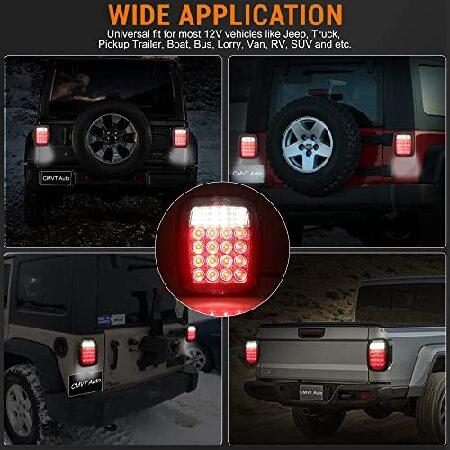 全品特価 CMVT Auto Universal 38LED Brake Tail Lights， Smoked Square Combination Flatbed Trucks Turn Taillights， w/Backup Reverse License Rear Lights for Jeep W