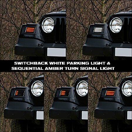 共同購入価格 Gempro Led Sequential Front Turn Signal Lights White DRL for 1997-2006 Jeep Wrangler TJ Smoked Len