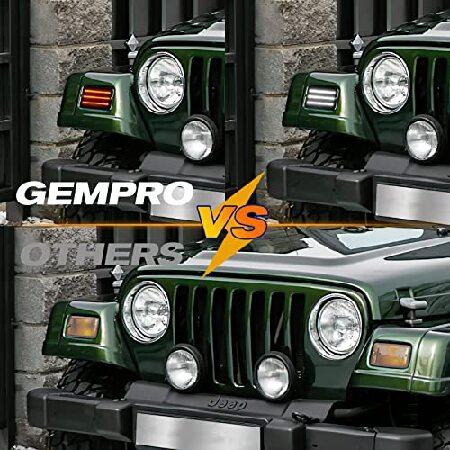 共同購入価格 Gempro Led Sequential Front Turn Signal Lights White DRL for 1997-2006 Jeep Wrangler TJ Smoked Len