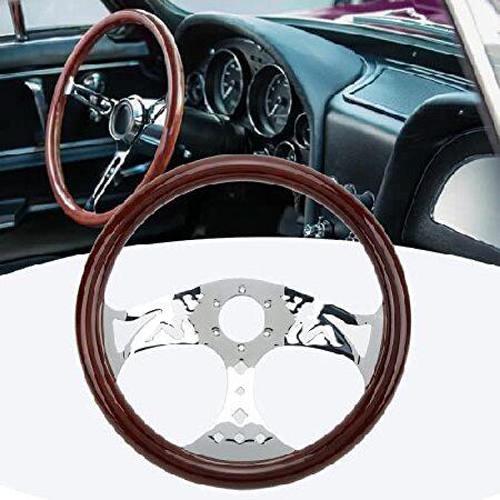 最上の品質な Aramox Wood Grain Steering Wheel， 380mm/15in Wood Grain Steering Wheel 3 Spoke 6 Hole for Classic Nostalgia Style Universal Modification