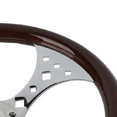 最上の品質な Aramox Wood Grain Steering Wheel， 380mm/15in Wood Grain Steering Wheel 3 Spoke 6 Hole for Classic Nostalgia Style Universal Modification