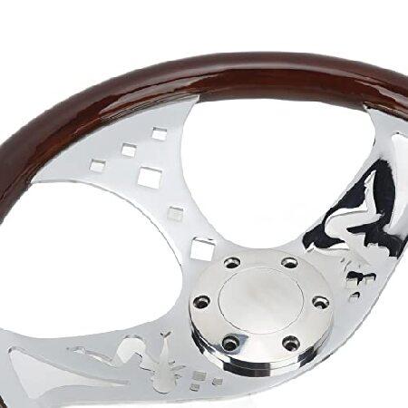 最上の品質な Aramox Wood Grain Steering Wheel， 380mm/15in Wood Grain Steering Wheel 3 Spoke 6 Hole for Classic Nostalgia Style Universal Modification