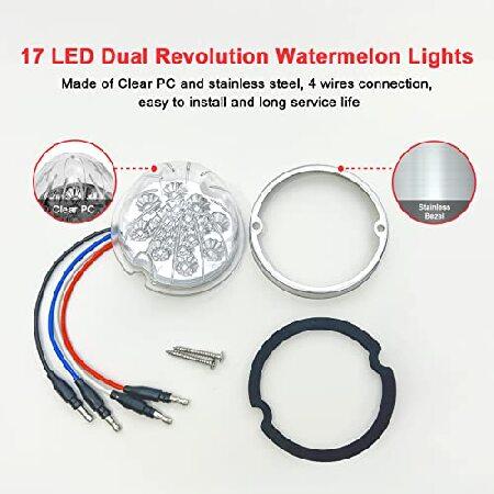 最新グッズがいっぱい 2PCS Dual Revolution Red Turn Signal and Marker to Blue Auxiliary 17 LED Watermelon Lights， Clear Lens ＆ Stainless Steel Bezel Marker Lights for Frei