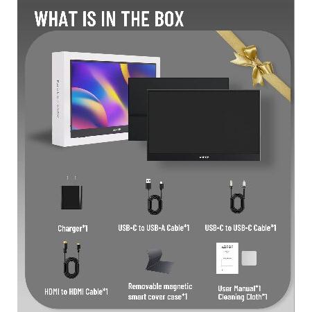ABK モバイルモニター 15.6' FHD 1080P IPS ポータブル ラップトップ