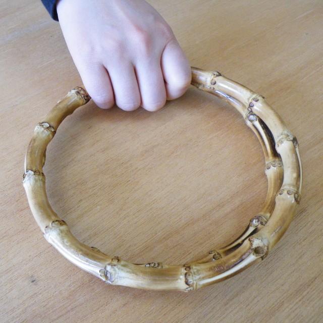 竹持ち手 バッグ用 丸型 16cm GGM-106 バンブー ハンドル 手作り