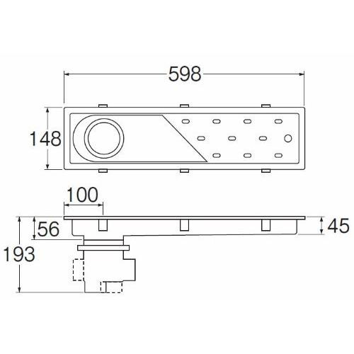 SANEI　浴室排水ユニット　150mmタイル用　縦・横排水兼用　呼び50VUパイプ用　H903-600