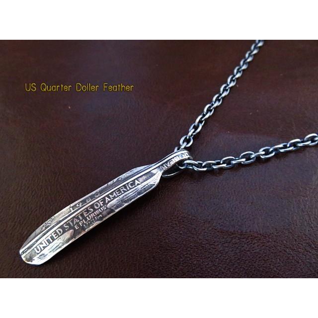 25セント コイン フェザー ネックレス ペンダント シルバー