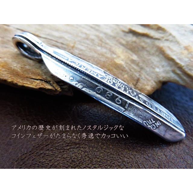 25セント コイン フェザー ネックレス ペンダント シルバー