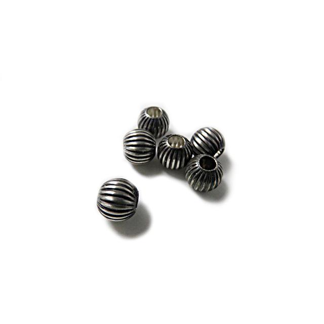 ナバホパール ビーズ コルゲート 5mm 3個入 シルバー925 ナバホパール ビーズ コルゲート 5mm 3個入 シルバー925