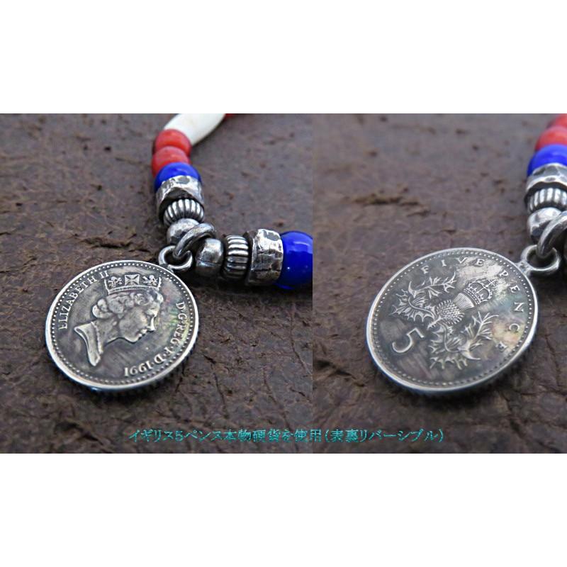 インディアンジュエリー ビーズブレスレット シルバー925 硬貨 コイン
