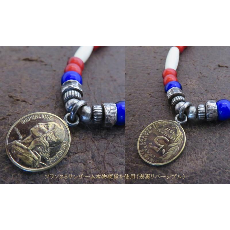 インディアンジュエリー ビーズブレスレット シルバー925 硬貨 コイン