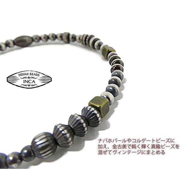 インディアンジュエリー ブレスレット ナバホパール シルバー925 金古